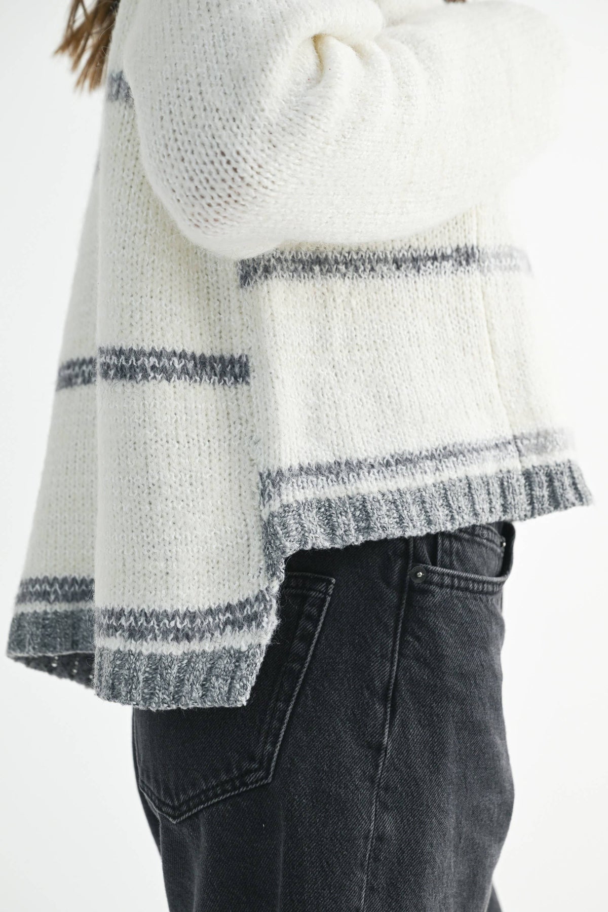 379BK Mona Knit Stripe Pullover Sweater