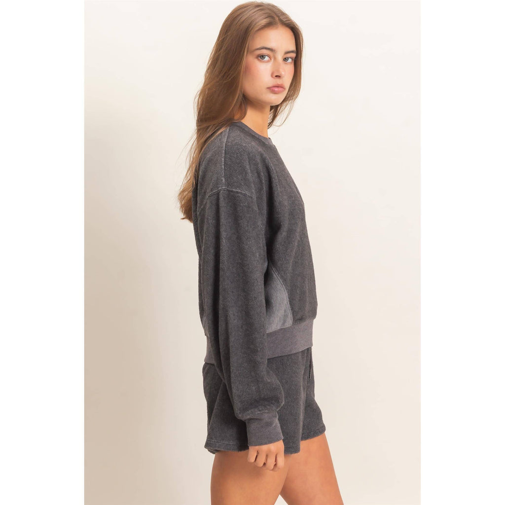 Contrast Sweatshirt & Shorts Set