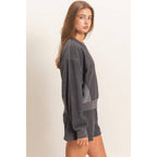 Contrast Sweatshirt & Shorts Set