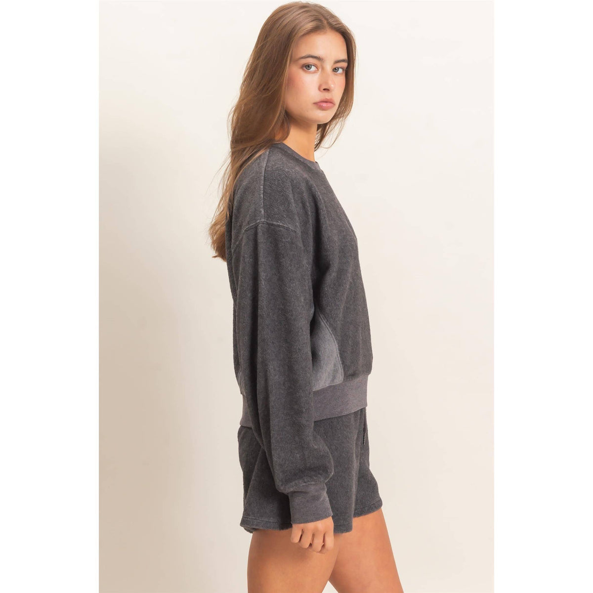 Contrast Sweatshirt & Shorts Set