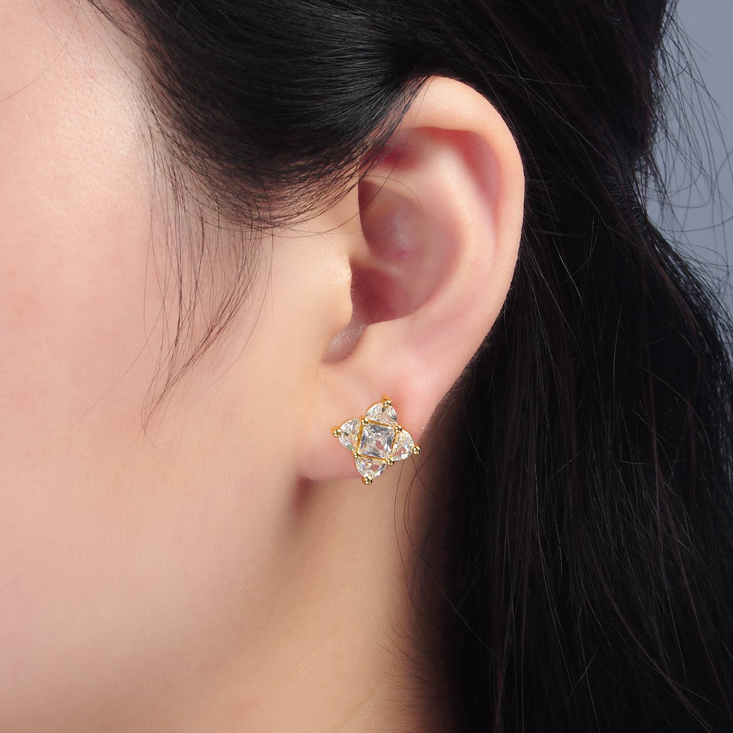 24K Gold Filled Geometric Square Stud Earring