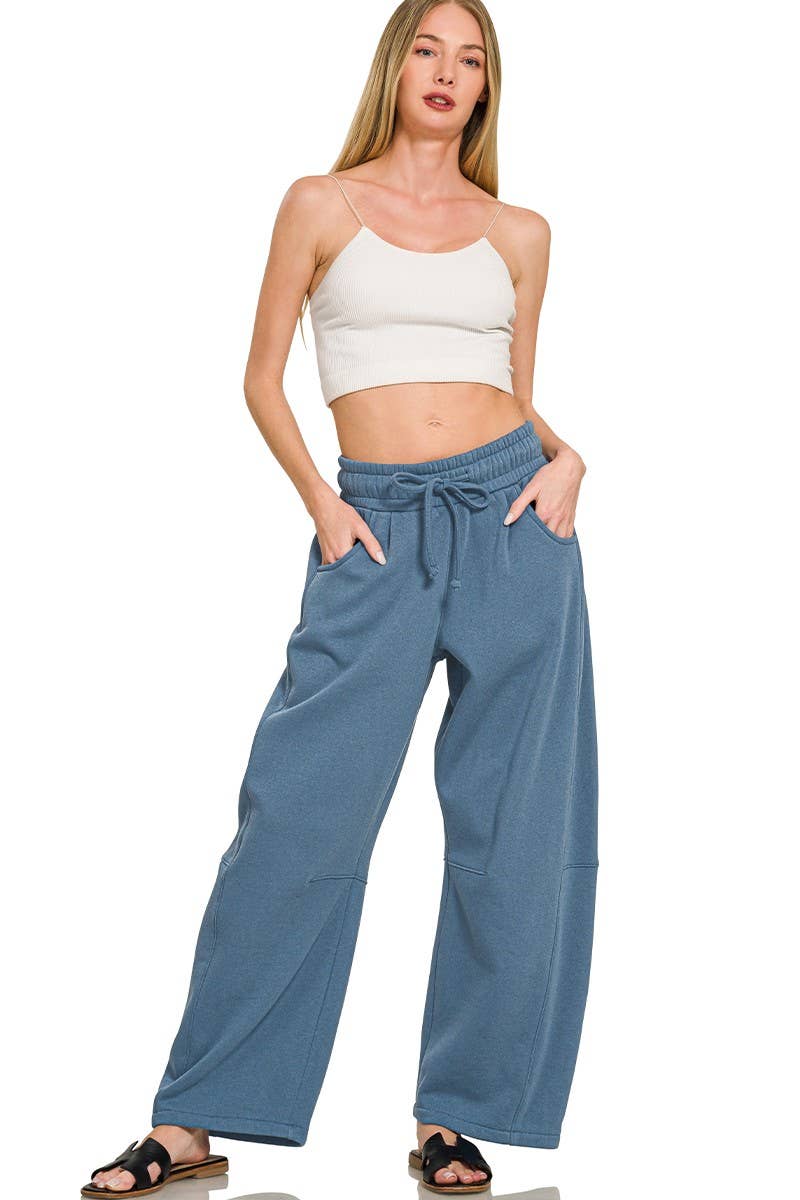 Fleece Barrel Leg Sweatpants
