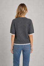 Lace Trimmed Short-sleeved Sweater