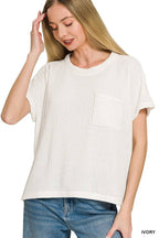 Chenille Waffle Short Sleeve Sweater