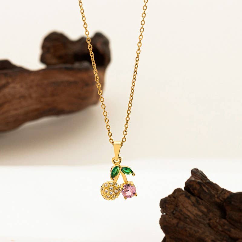 18K STAINLESS STEEL STRAWBERRY NECKLACE