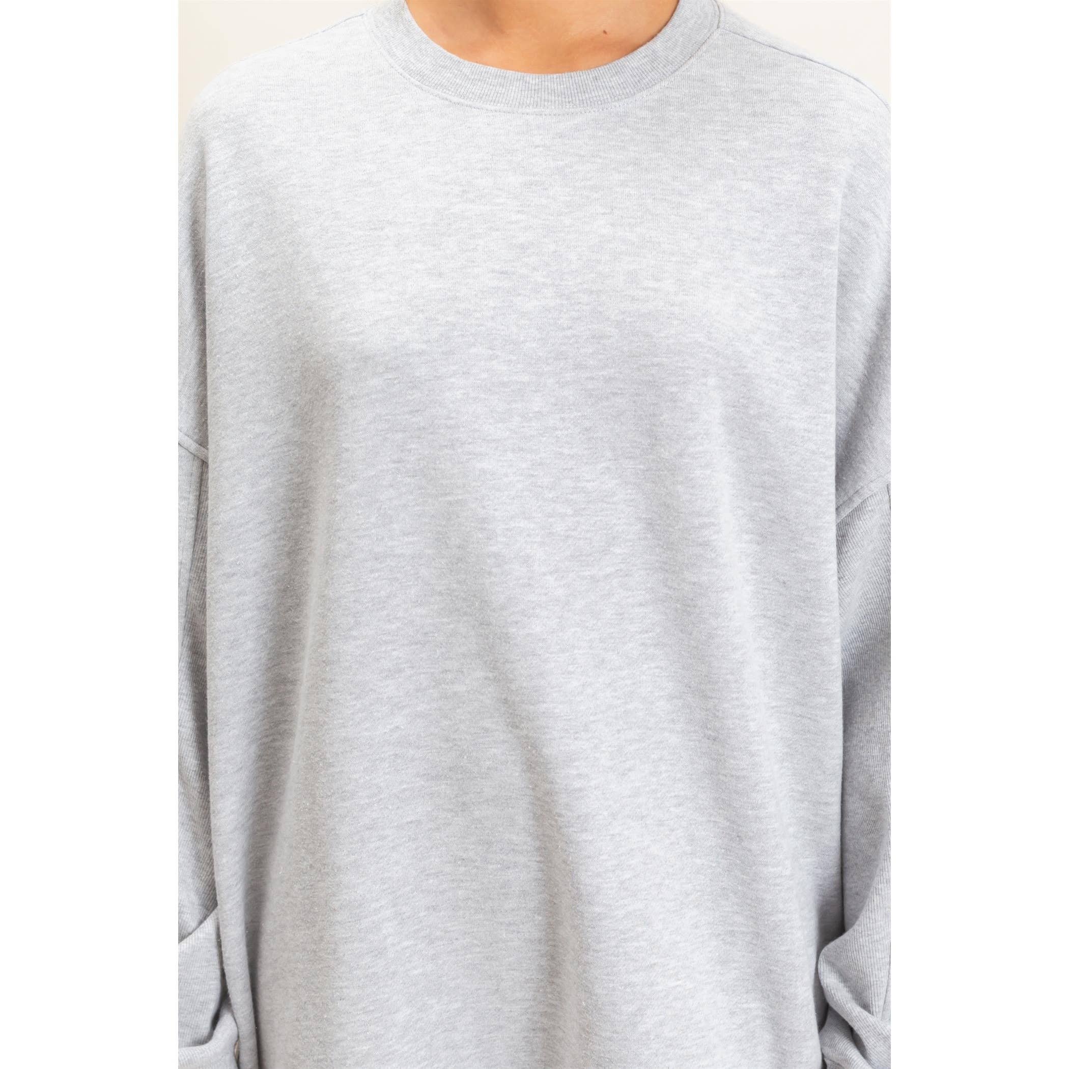 Acid Wash Crew Neck Long Sleeve Sweatshirt