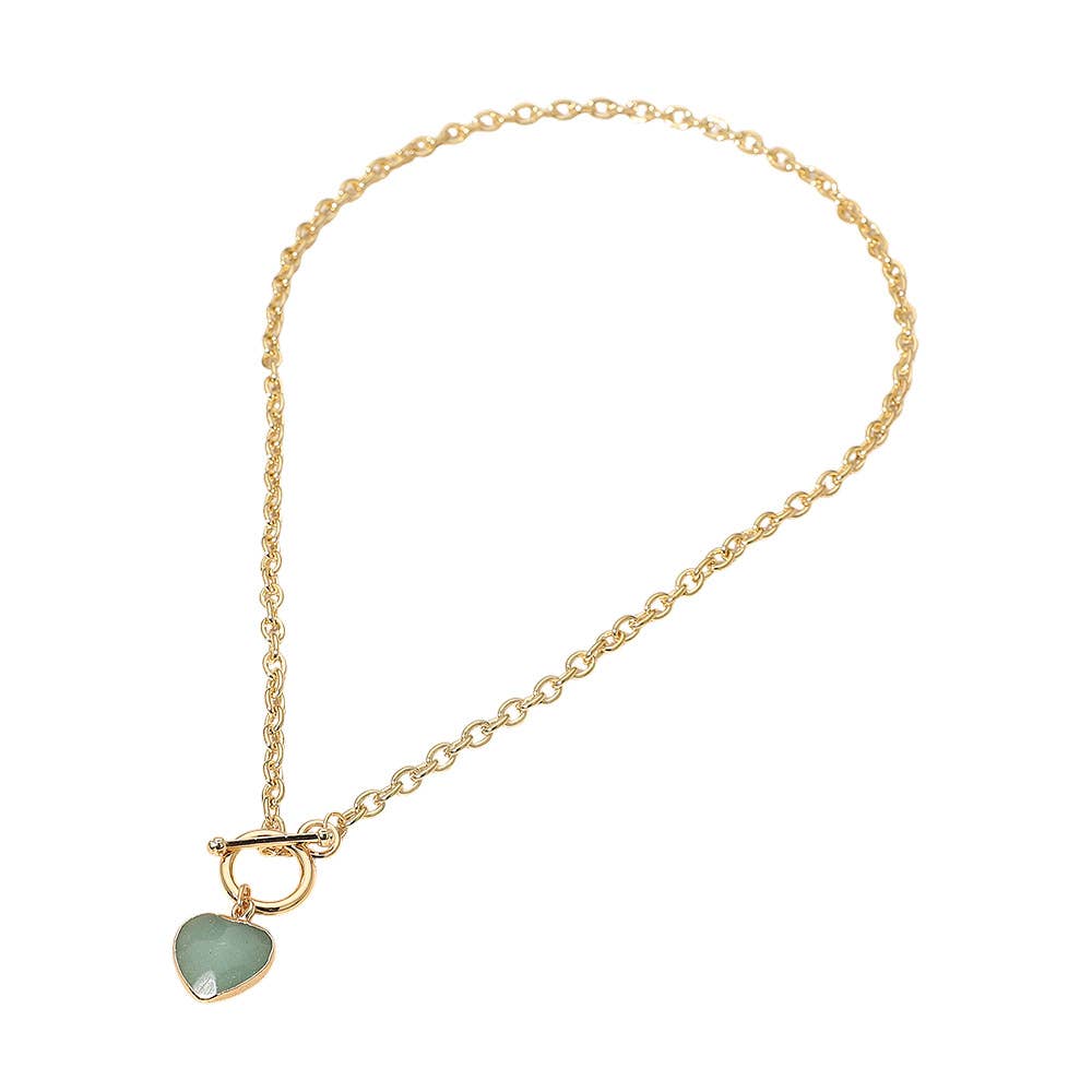 Heart Charm Pendant Toggle Necklace