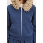 Detachable Fur Zip Up Hoodie
