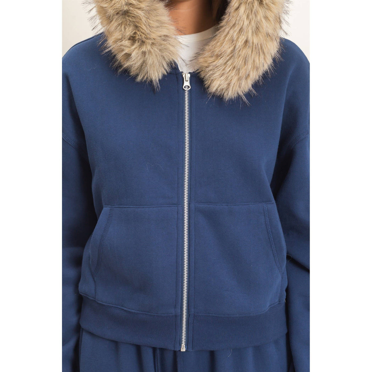 Detachable Fur Zip Up Hoodie