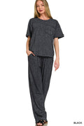 Acid Washed Top And Pants Set
