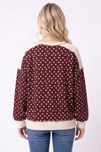 Polka Dot Contrast Ribbed Sweatshirt
