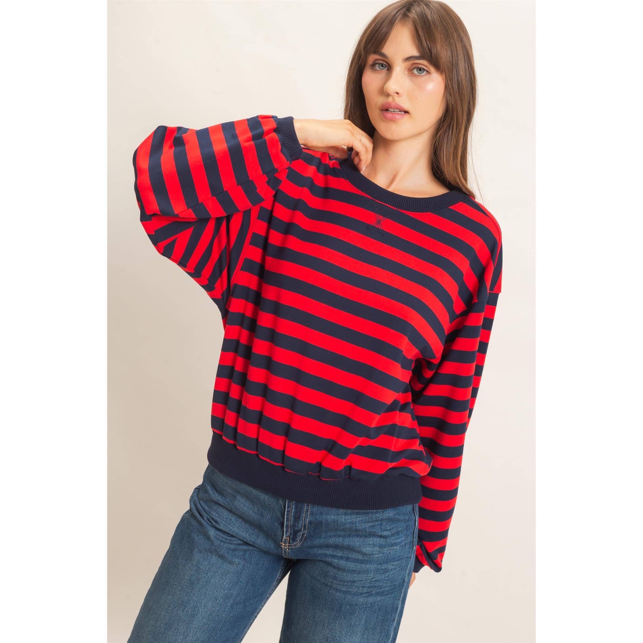 Striped Crew Neck Sweatshirt