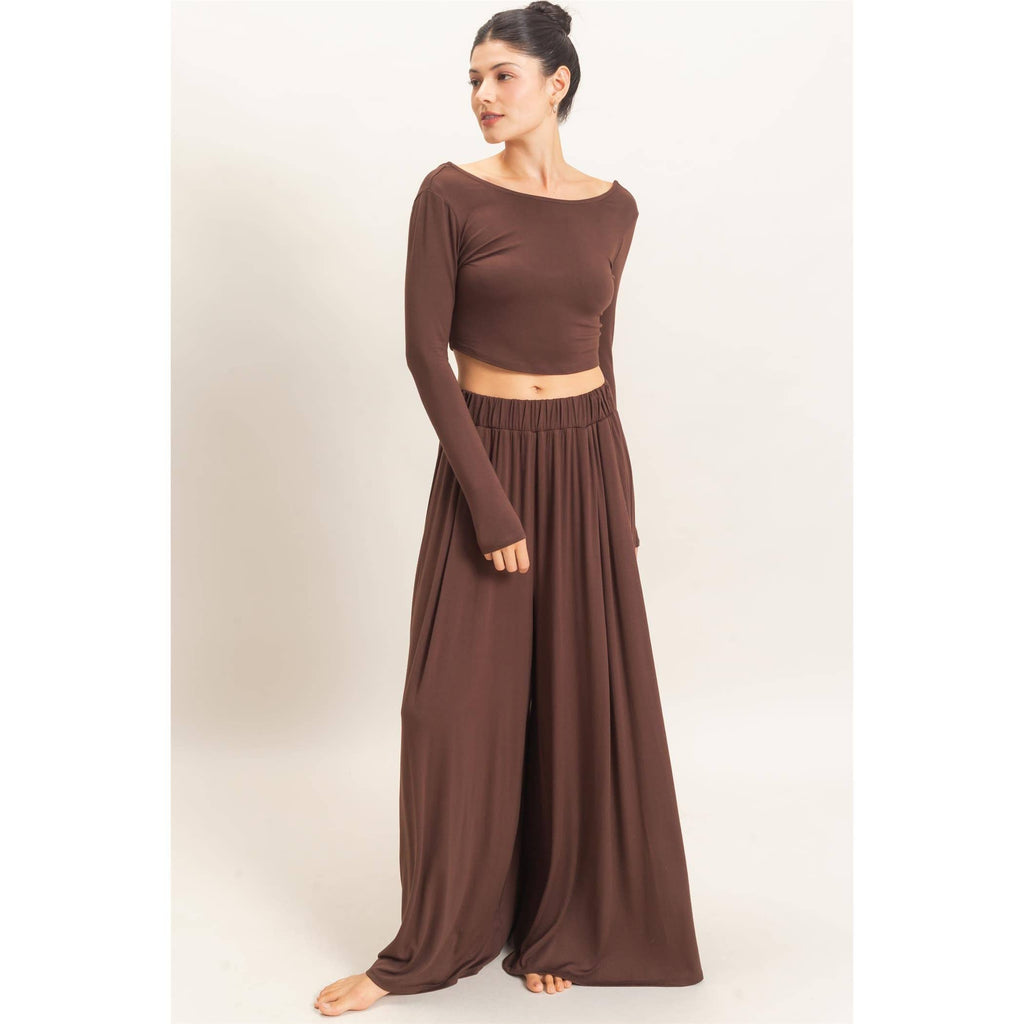 Long Sleeve Top & Wide Leg Pants Set