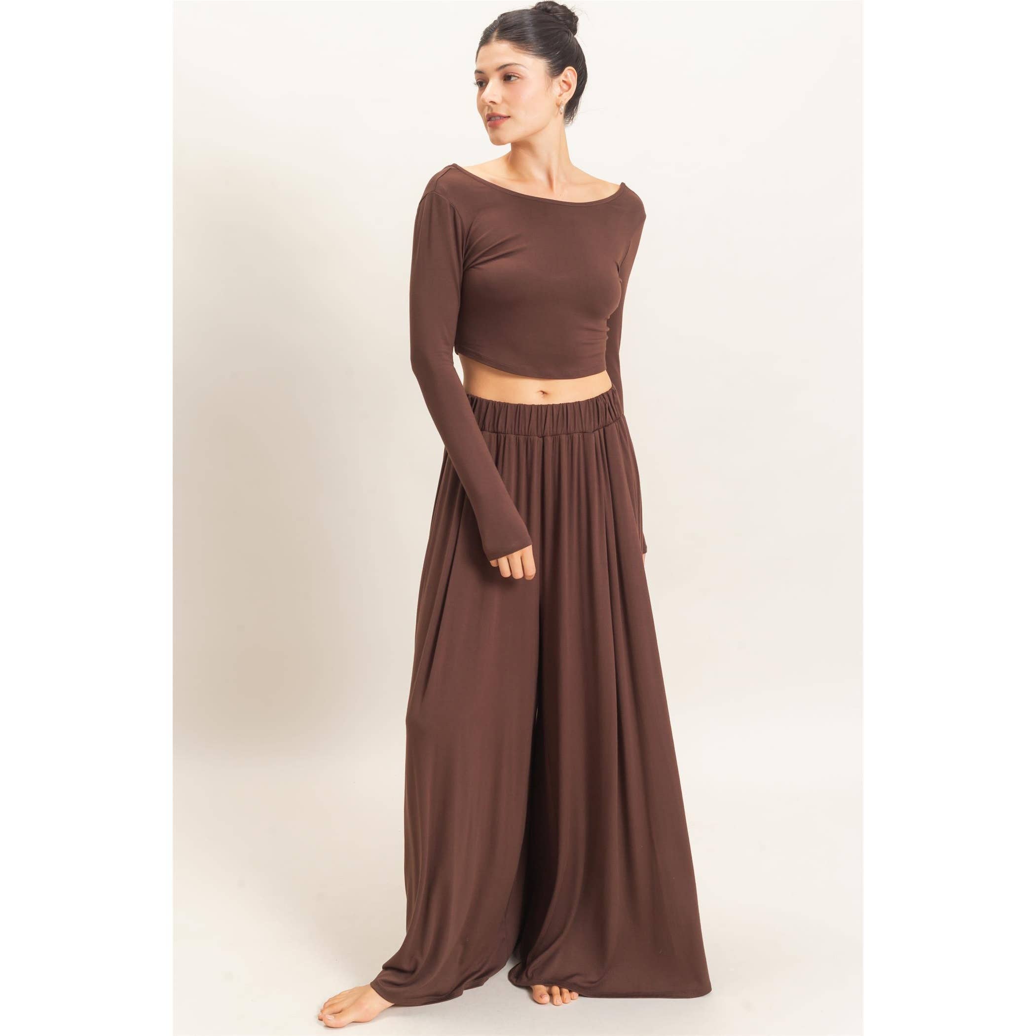 Long Sleeve Top & Wide Leg Pants Set