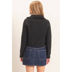 Ruffled Collar Knit Cardigan