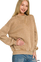 Acid Washed Fleece Oversized Pullover