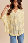 Floral Embroidered Crochet Oversized Blouse