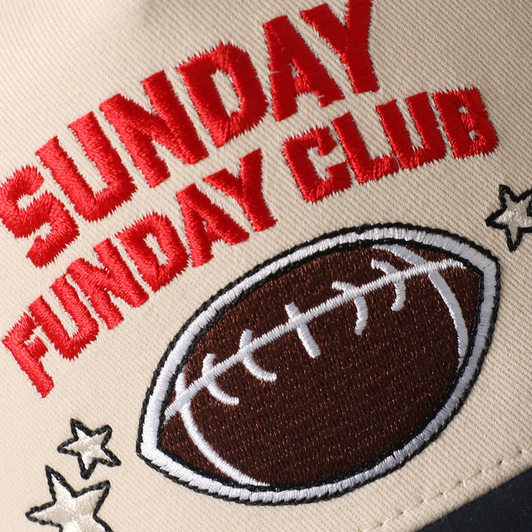 SUNDAY FUNDAY CLUB Embroidered Football Two-Tone Trucker Hat