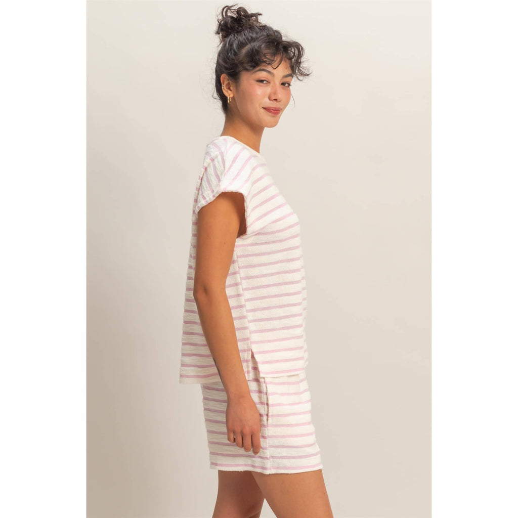Striped Round Neck Short Sleeve Top