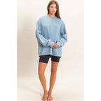 Acid Wash Crew Neck Long Sleeve Sweatshirt