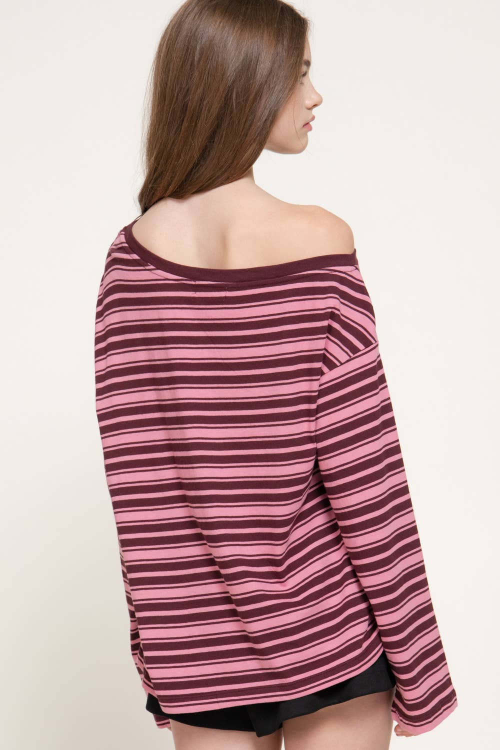 Long Sleeve Asymmetric Stripe Top