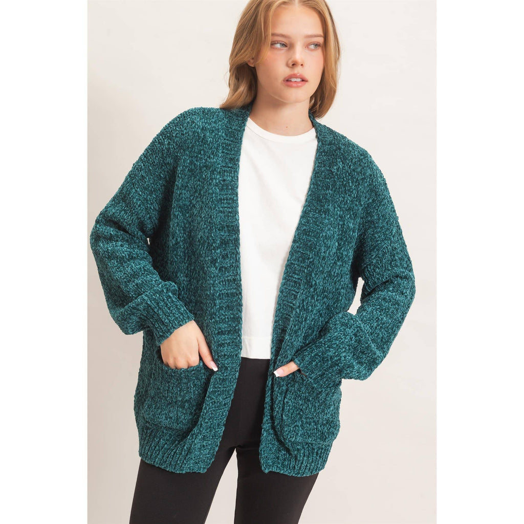 Patch Pocket Chenille Cardigan