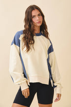 9106FK Colorblock Terry Pullover Sweatshirt