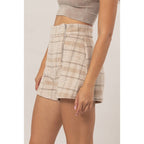Plaid Twin Zipper-Detail Shorts