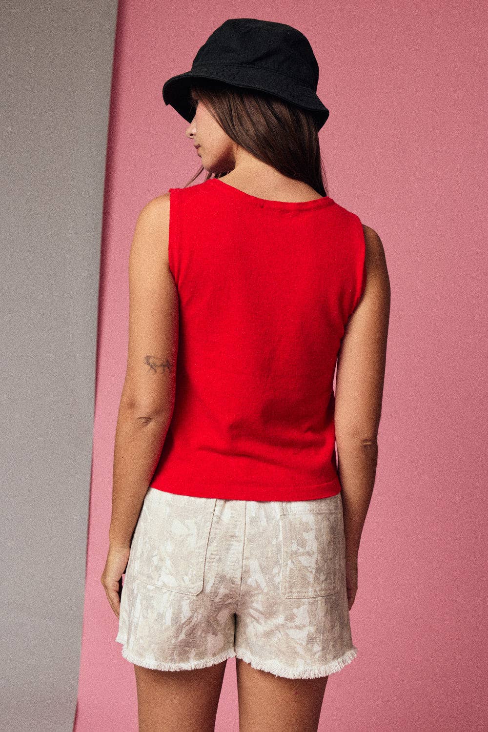 Camo Washed Denim Fringe Shorts