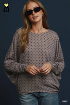Polka Dot Knit Oversized Top