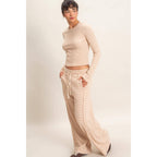 Striped Waffle Long Sleeve Top & Pants Set