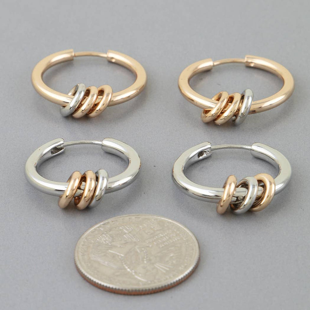 Two Toned Loop Hoop Earrings