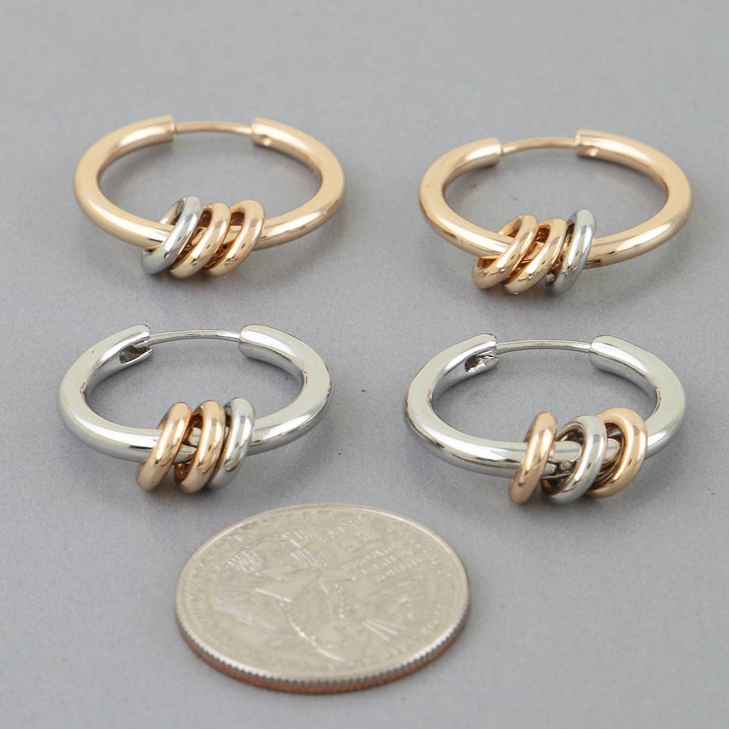 Two Toned Loop Hoop Earrings