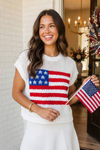 LAS Flag Graphic Short Sleeve Sweater Top (S-XL)