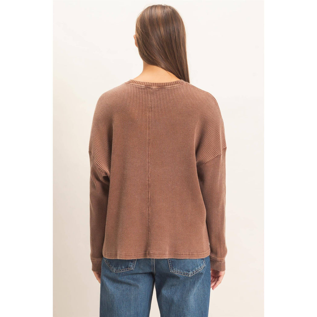 Mineral Wash Waffle Long Sleeve Top