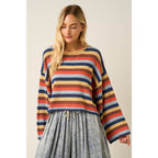 MULTICOLOR STRIPED SWEATER KNIT TOP