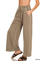 French Terry Wide Leg Pigment Dye & Enzyme Wash Pants