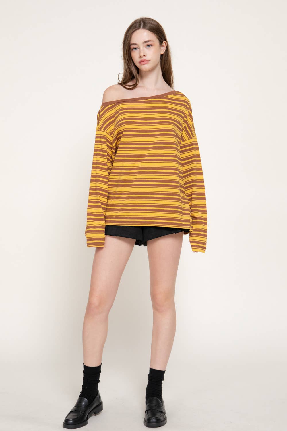 Long Sleeve Asymmetric Stripe Top
