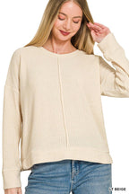 Chenille Waffle Center Seam Sweater Zenana