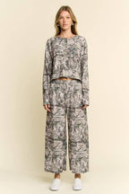 PLUS SIZE HUNTING CAMO LONG PANTS LOUNGE SET