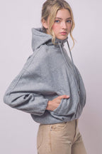 Boiled Hooded Bomber Jacket w/ Side Pockets