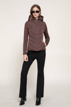 Hight Neck Adjustable Hoodie Quilted Puffer Jacket