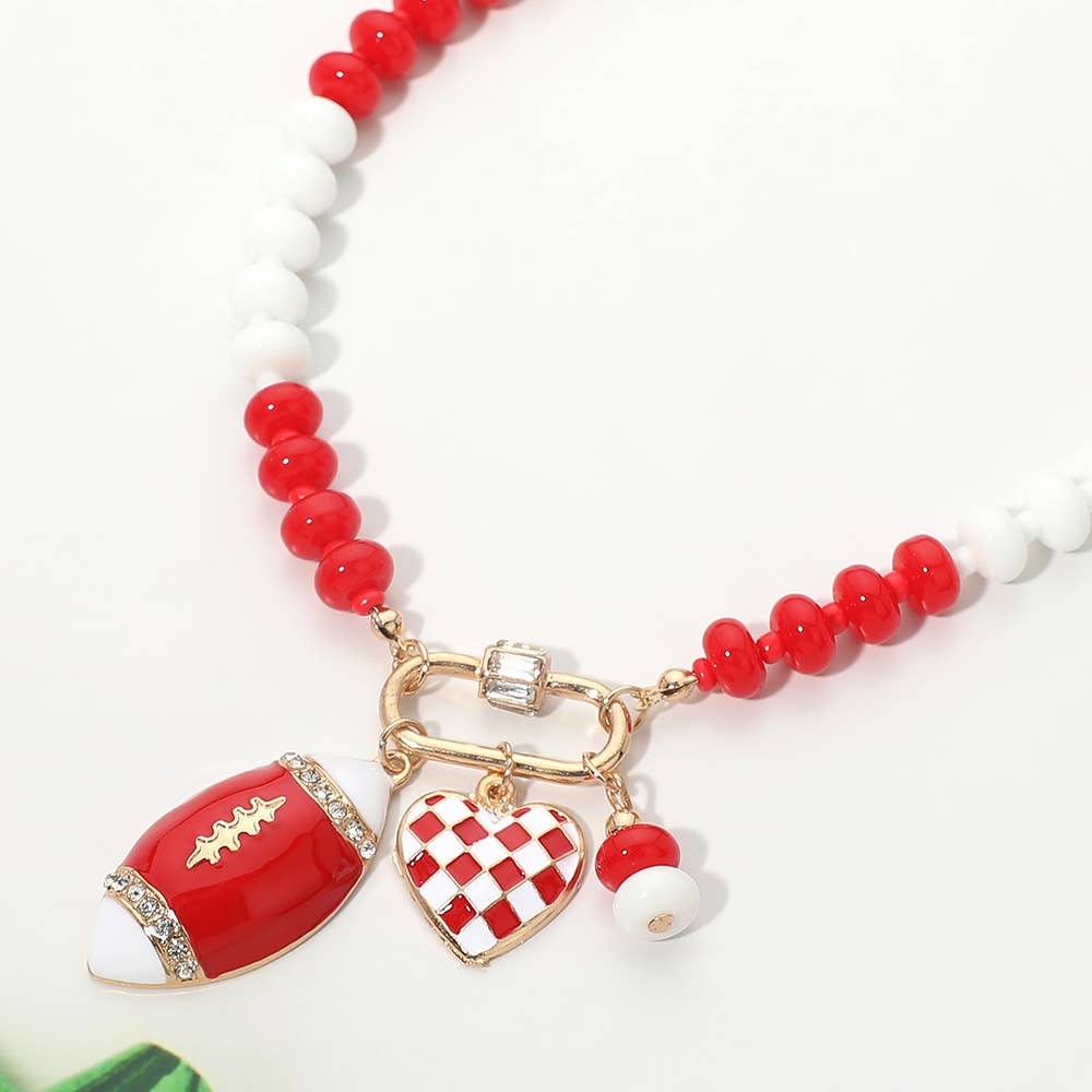 Gameday Football Beaded Necklace