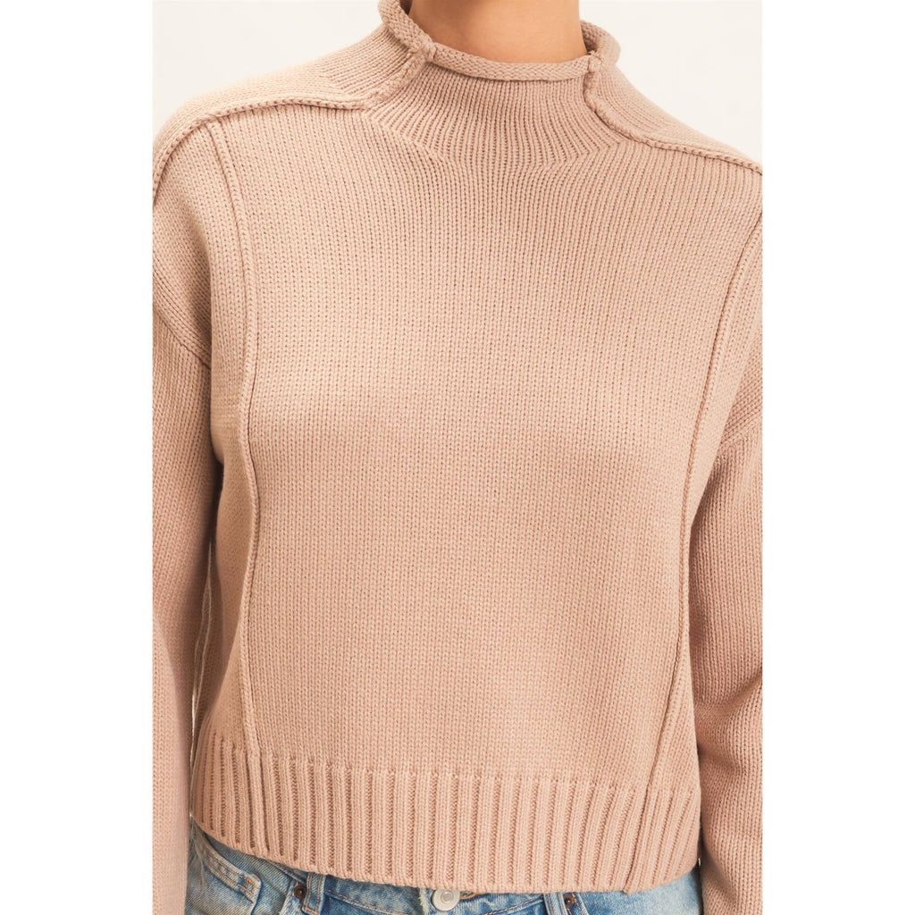 Roll Neck Sweater With Reversed Seam