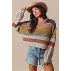 STRIPED MULTI COLOR CROP SWEATER