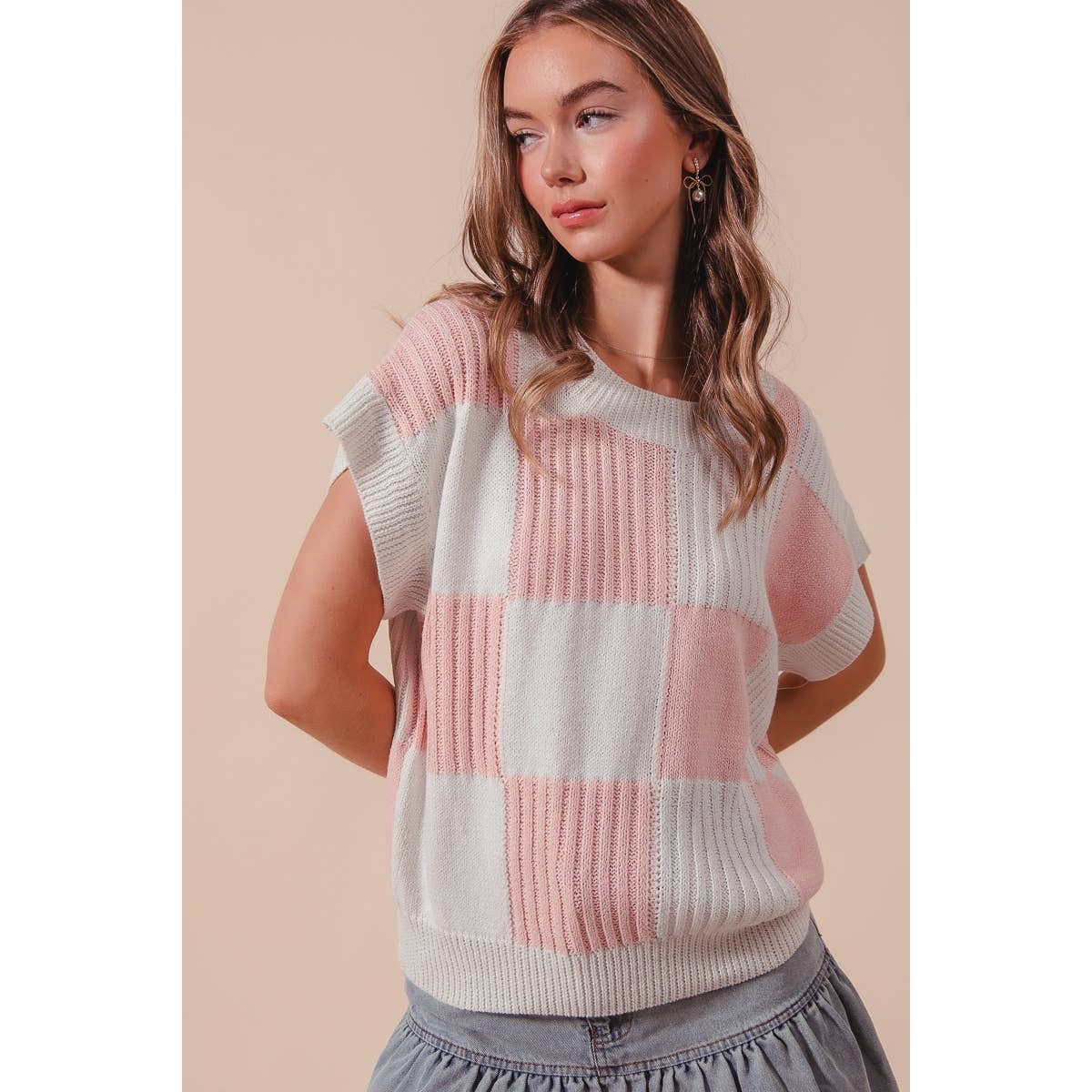 CHECK PLAID CASUAL SWEATER TOP
