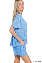 Soft Melange Short Sleeve Tee And Short Pants Set