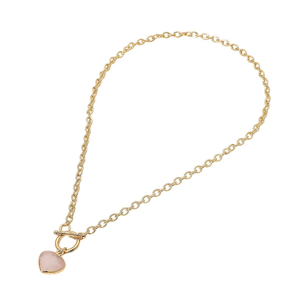 Heart Charm Pendant Toggle Necklace
