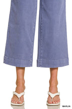 Plus Cropped Wide Leg Color Denim Pants