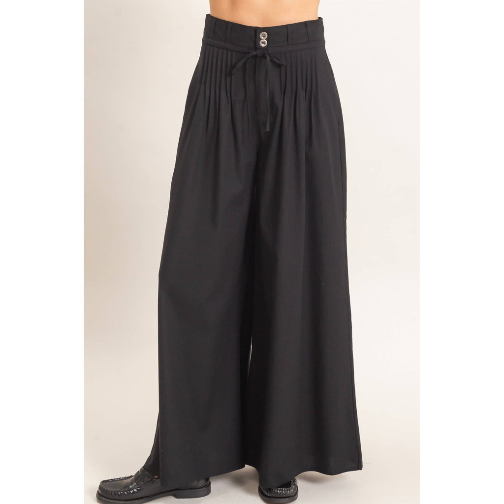 High-Waisted Pintuck Trousers